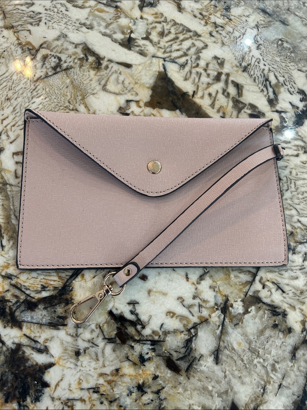 Women's Vinyl Envelope Wristlet Clutch - Blush Pink
